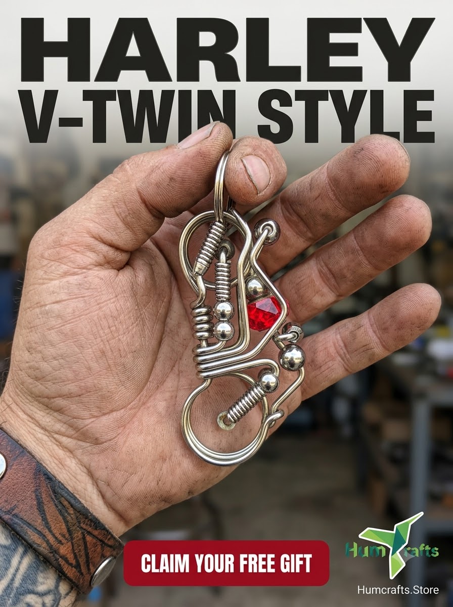 Harley V-Twin style wire motorcycle keychain free giveaway