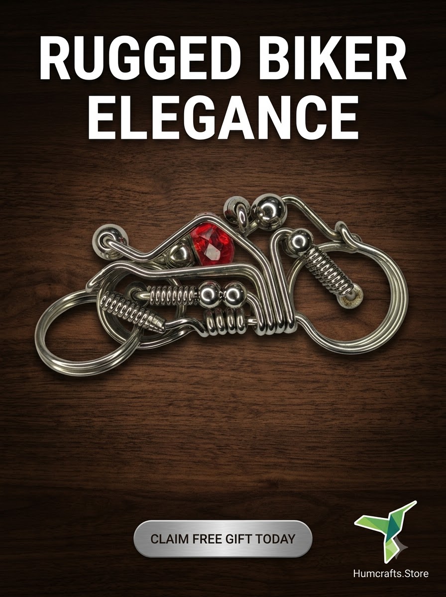 Minimalist wire motorcycle keychain free worldwide promo