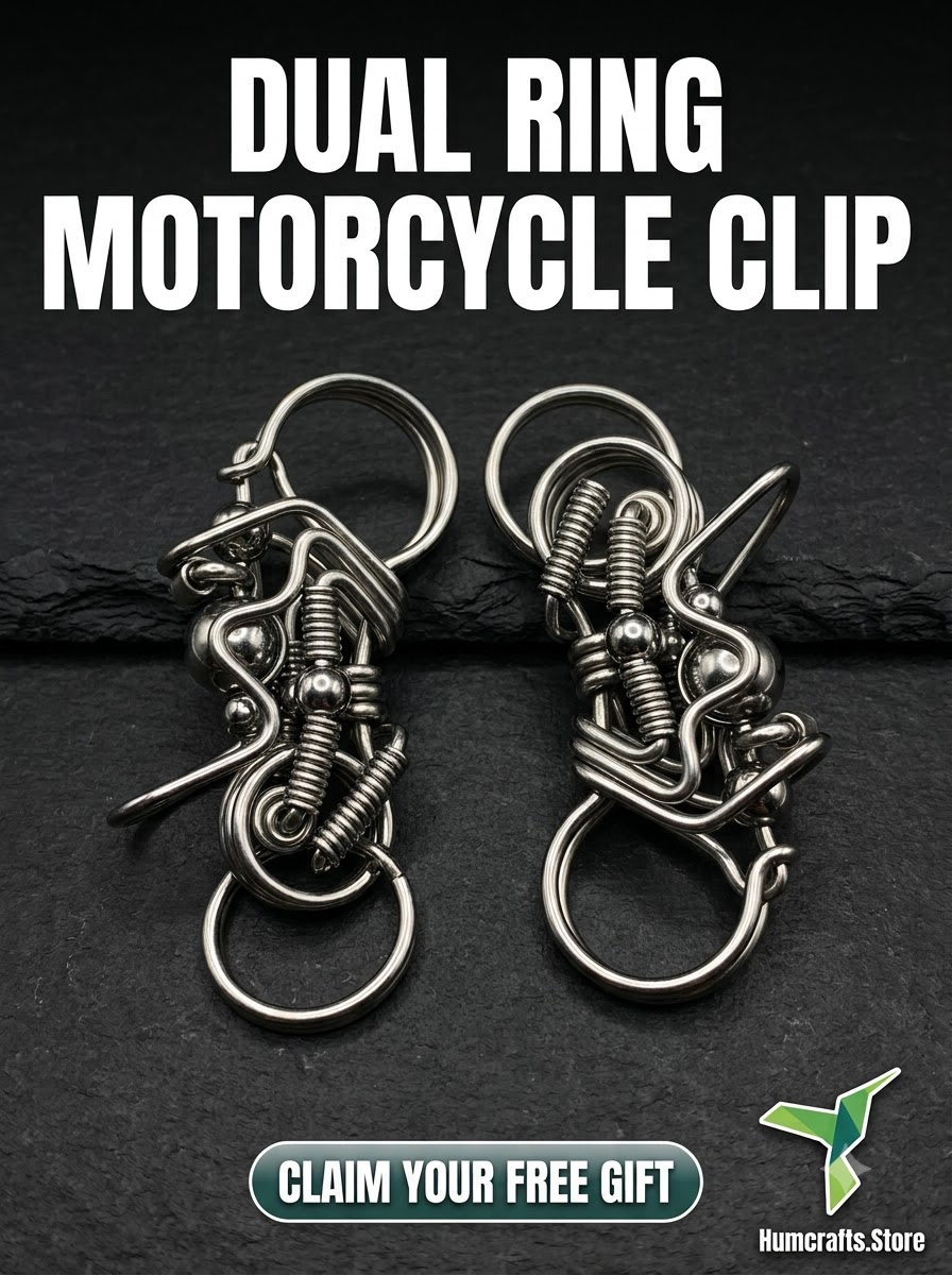 Handcrafted wire wrapped stainless steel motorcycle keychain biker gift 12