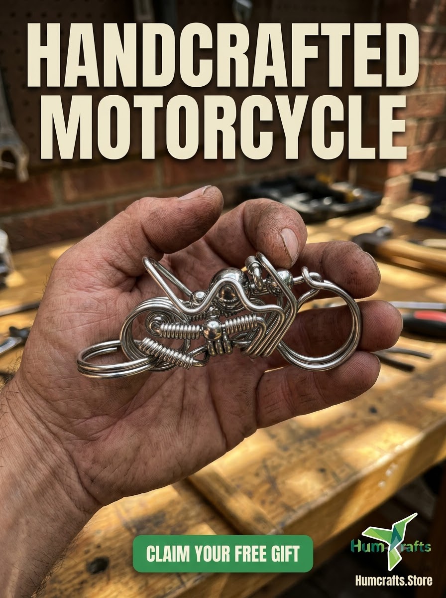 Handcrafted wire wrapped stainless steel motorcycle keychain biker gift 6